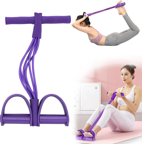 Puller Resistance Bands, 6 Tubes Elastic Yoga Pedal Puller Resistance Bands for Abdominal Waist Arm Leg Stretching Slimming Trai