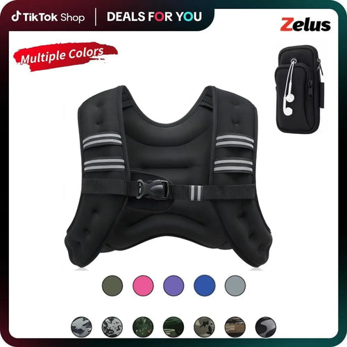 【Springstatements】Zelus Weighted Vests,6/8/12/16/20/25/30Lbs Weight Vest with Detachable Phone Pouch&Reflective Stripes&Adjustable Straps| Exercise Equipment & Workout Enhancer for Motivational Walking, Strength Training, Running, Rucking