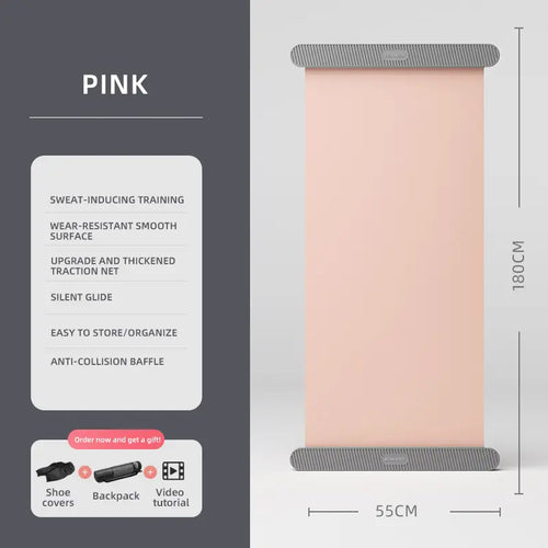 LEXI PRO Home Sliding Mat Training Silent PU Glide Surface V Shape Ski & Side Slide Workouts Includes Shoe Covers