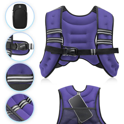 【Springstatements】Zelus Weighted Vests,6/8/12/16/20/25/30Lbs Weight Vest with Detachable Phone Pouch&Reflective Stripes&Adjustable Straps| Exercise Equipment & Workout Enhancer for Motivational Walking, Strength Training, Running, Rucking